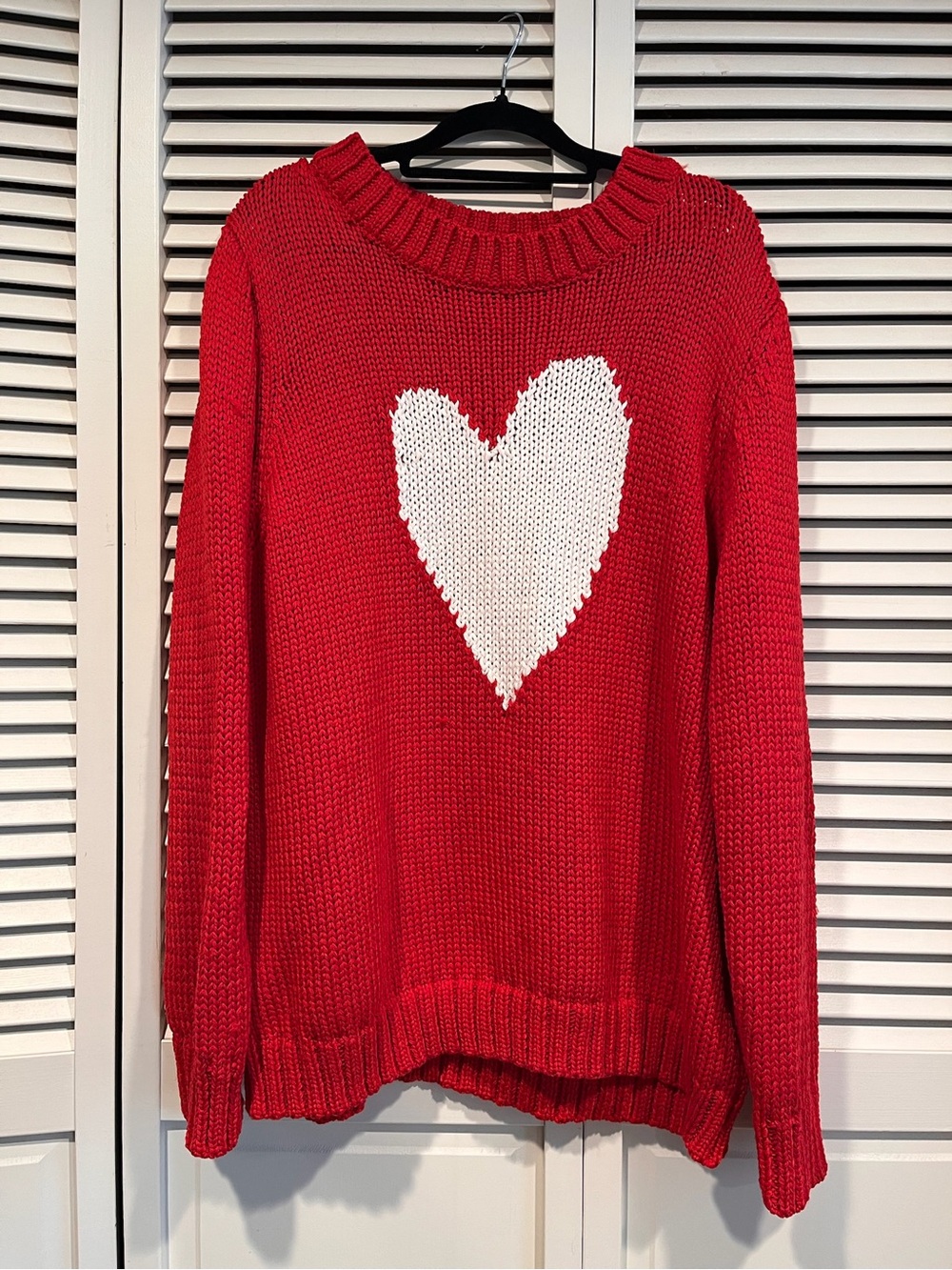 Chelsea & Theodore Bright Red Chunky Crewneck Sweater - Valentines!  Galentines!